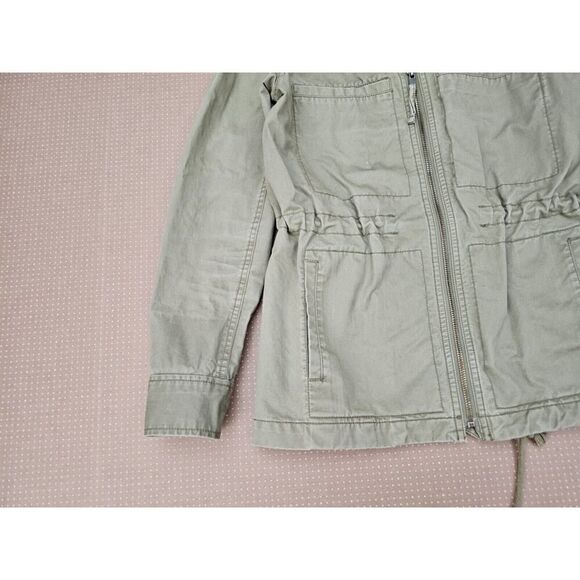 J. Crew Womens Field Jacket Size XXS Petite Hooded Army Green Zip Button Long - Picture 2 of 7